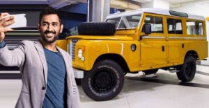 MS Dhoni with his 1971 vintage land rover series 3