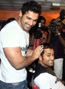 MS Dhoni with John Abraham