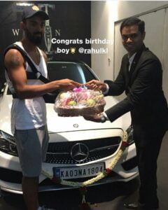 KL Rahul with his Mercedes 